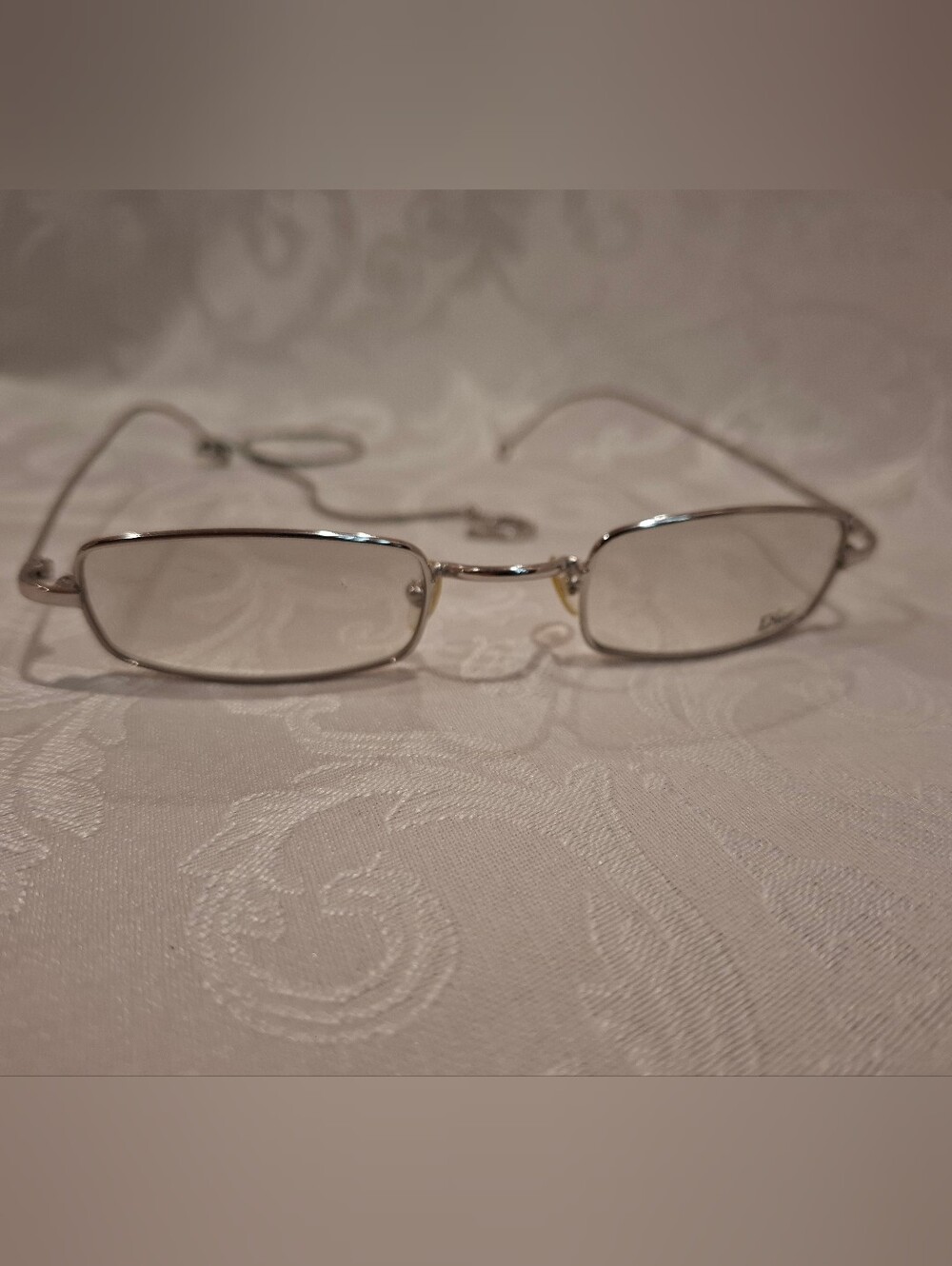 CHRISTIAN DIOR Silver Rectangular Metal Frame Light Sun Glasses